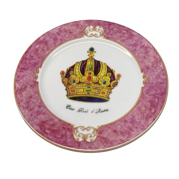 Email de Limoges Casa Reale Austria Limoges Porcelain Decorative Plate Crown Des - Picture 3 of 6